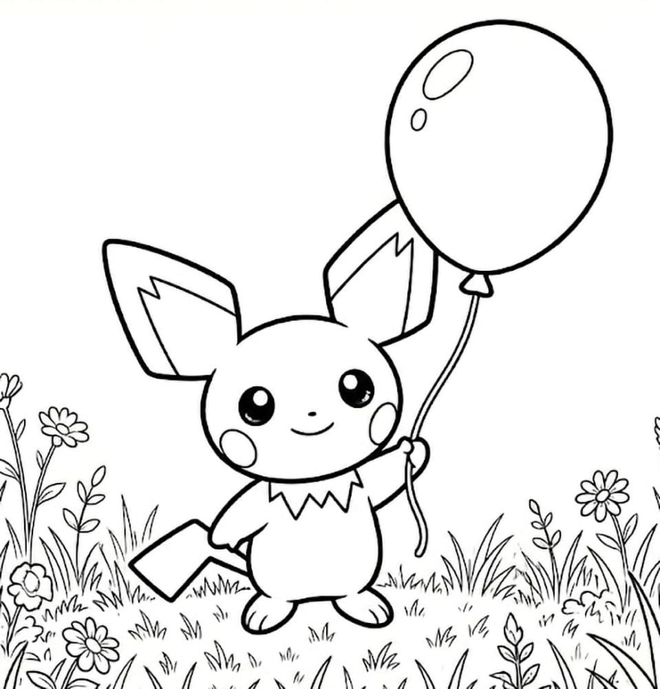 Pichu e palloncino da colorare