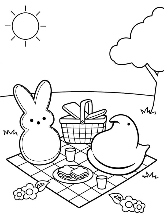 Picnic dei Peeps da colorare