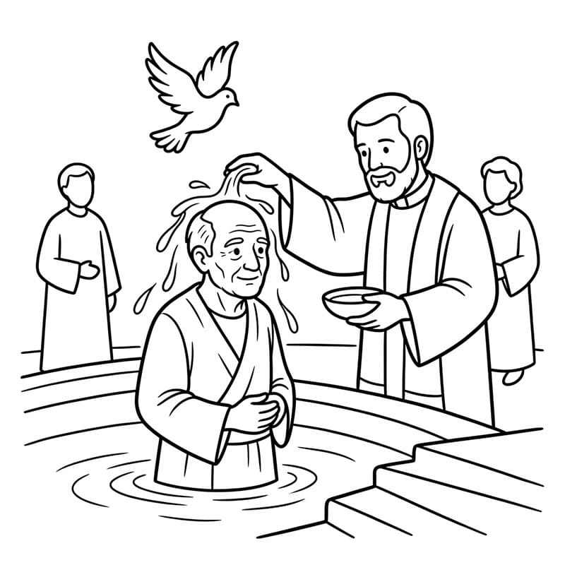 Pio Battesimo di Preghiera da colorare