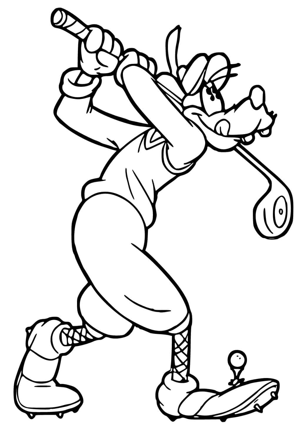 Pippo che gioca a golf da colorare