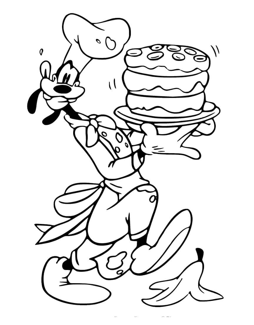 Pippo chef con la torta da colorare