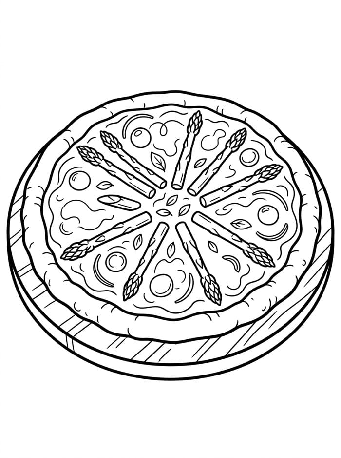 Pizza agli Asparagi da colorare