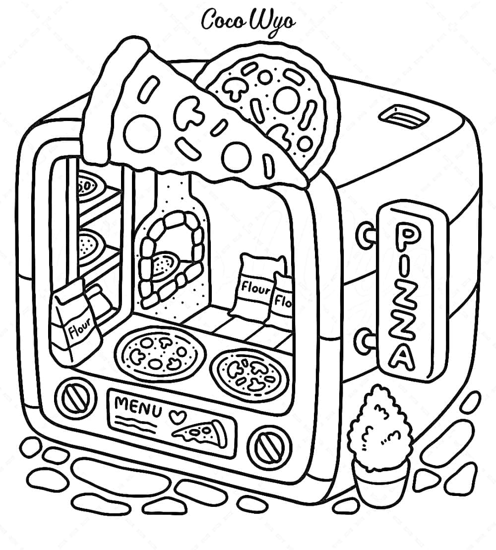 Pizza di Coco Wyo da colorare