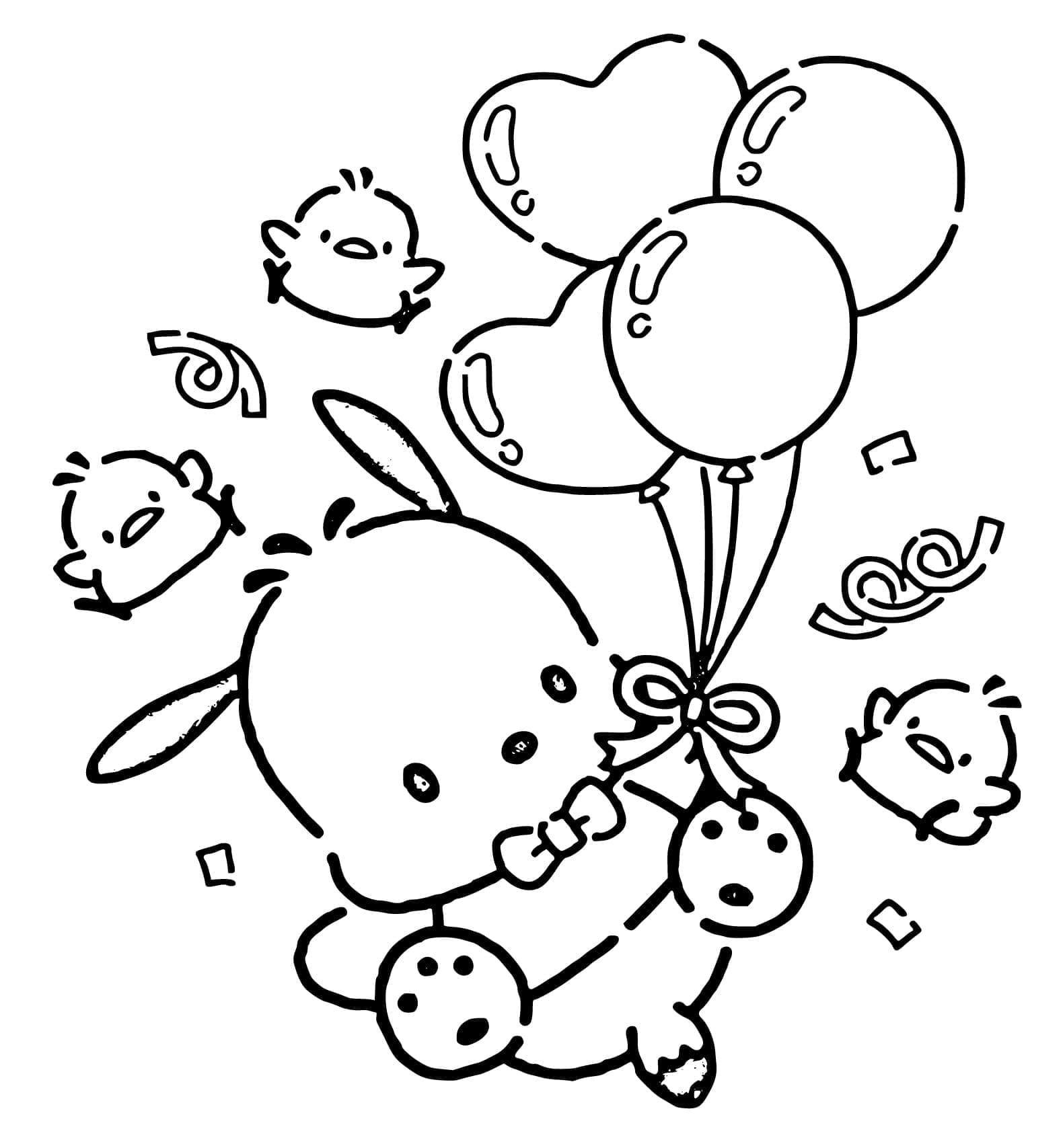 Pochacco con i palloncini da colorare