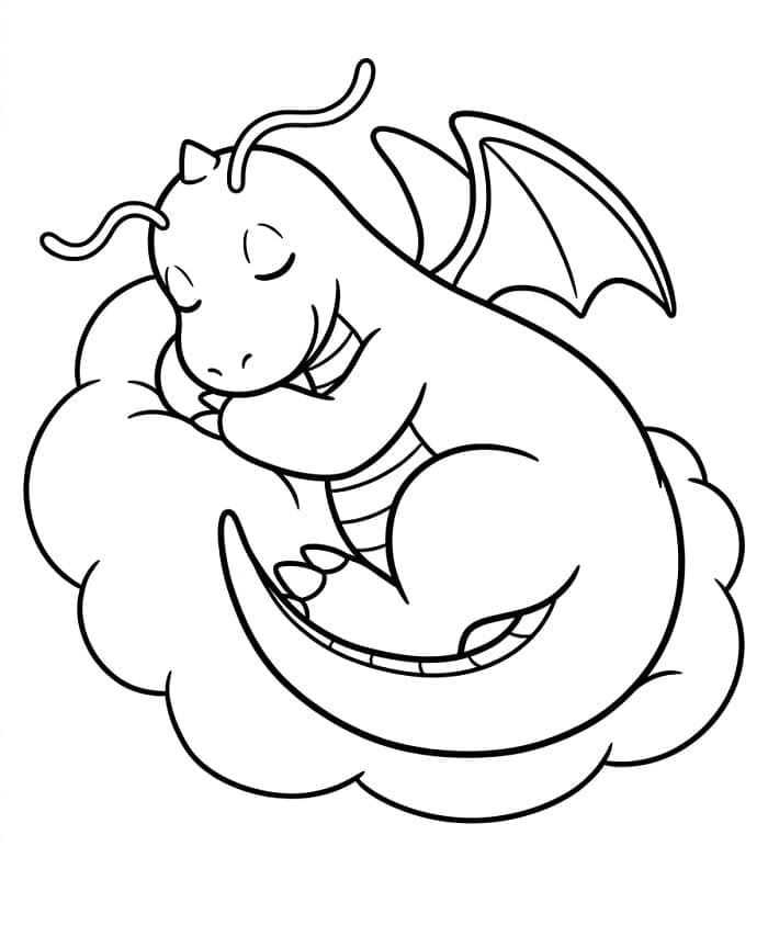 Pokémon Dragonite che dorme da colorare