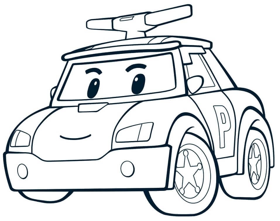 Poli l'auto della polizia da colorare