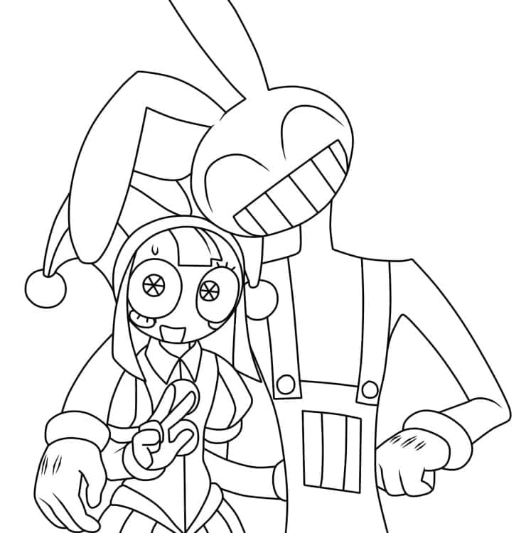 Pomni e Jax felici da colorare