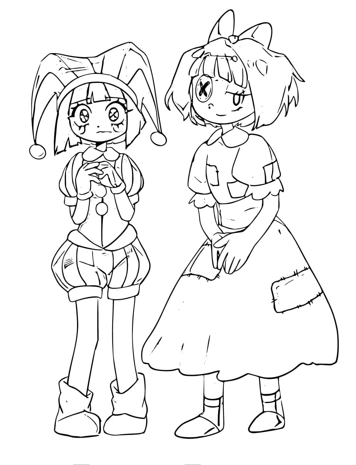 Pomni e Ragatha da colorare