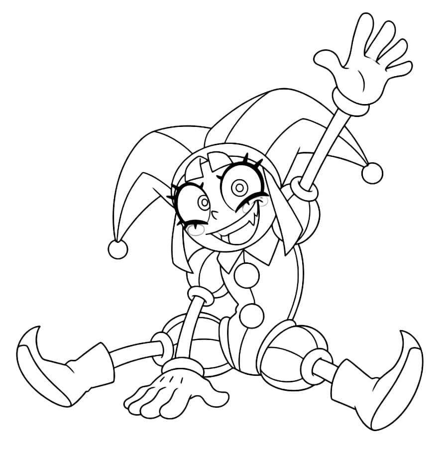 Pomni è felicissimo da colorare