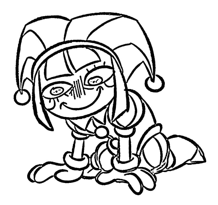 Pomni sorridente da colorare