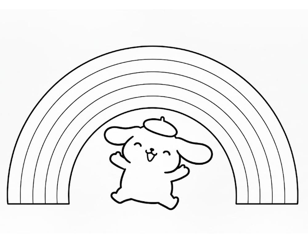 Pompompurin con arcobaleno da colorare