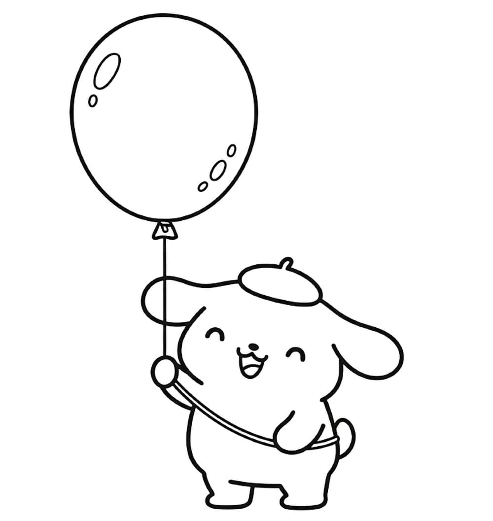 Pompompurin con palloncino da colorare