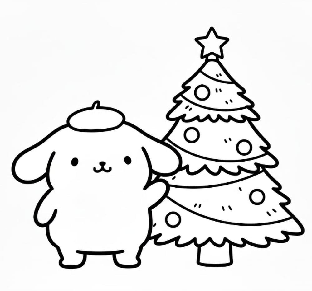 Pompompurin e albero di Natale da colorare