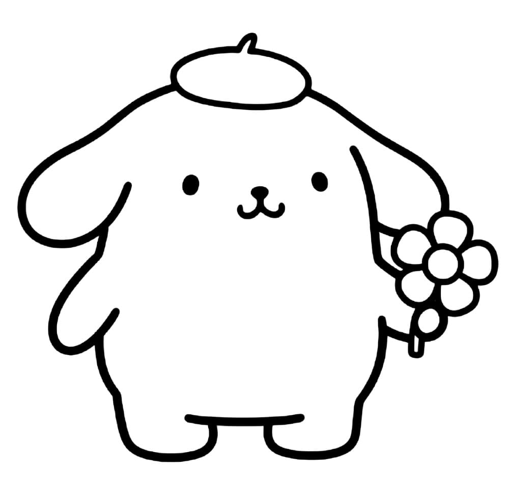 Pompompurin e fiore da colorare