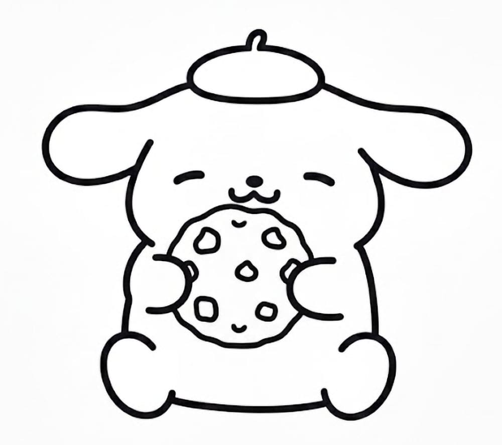 Pompompurin mangia biscotti da colorare