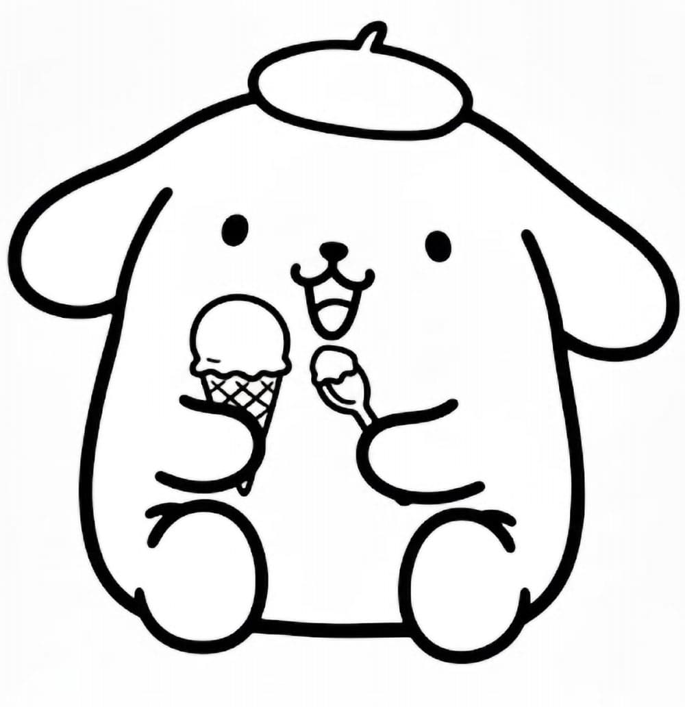 Pompompurin mangia il gelato da colorare