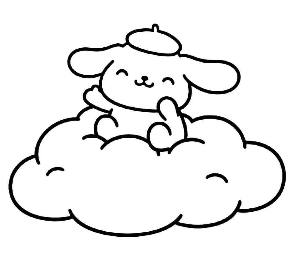 Pompompurin sulla nuvola da colorare