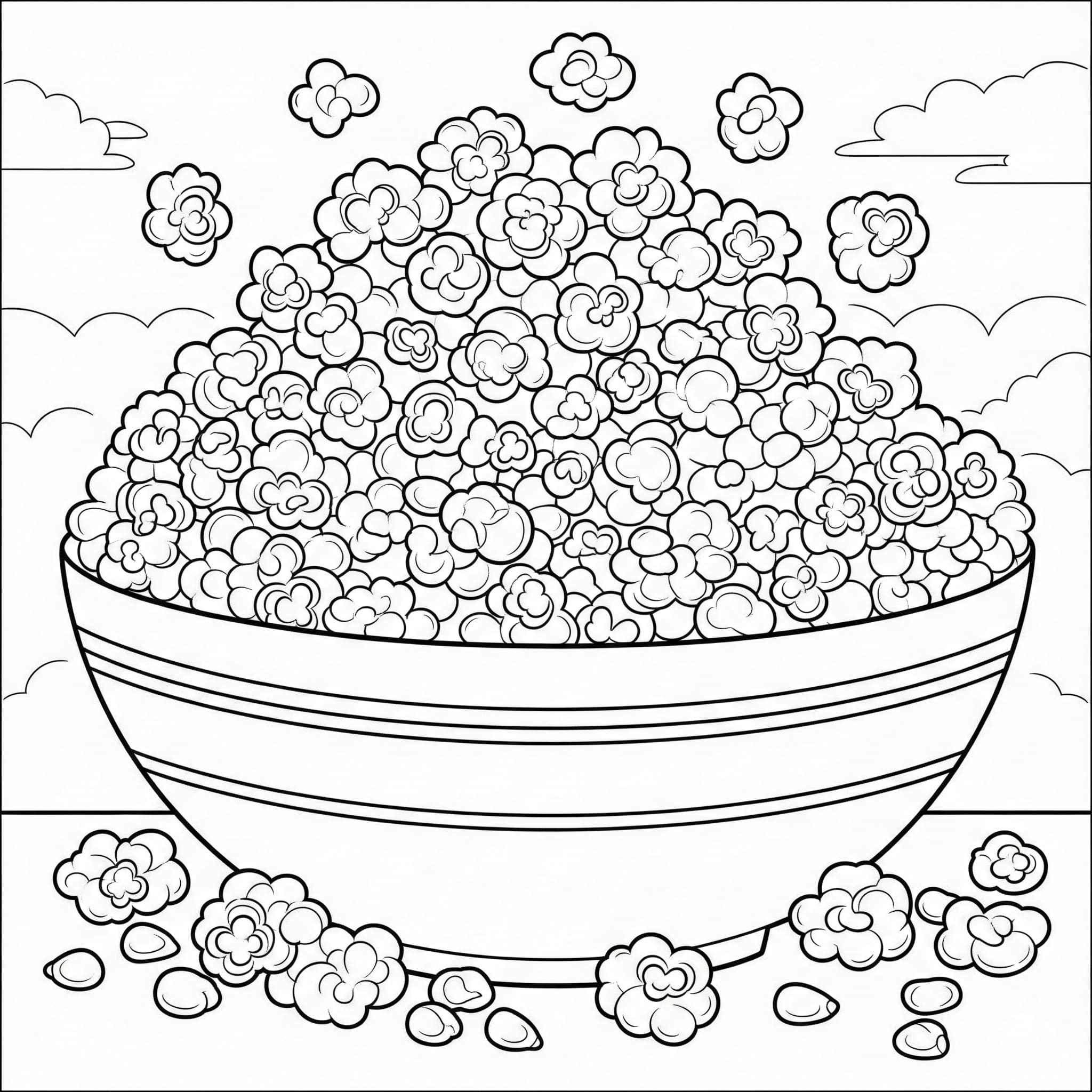 Popcorn in una ciotola da colorare