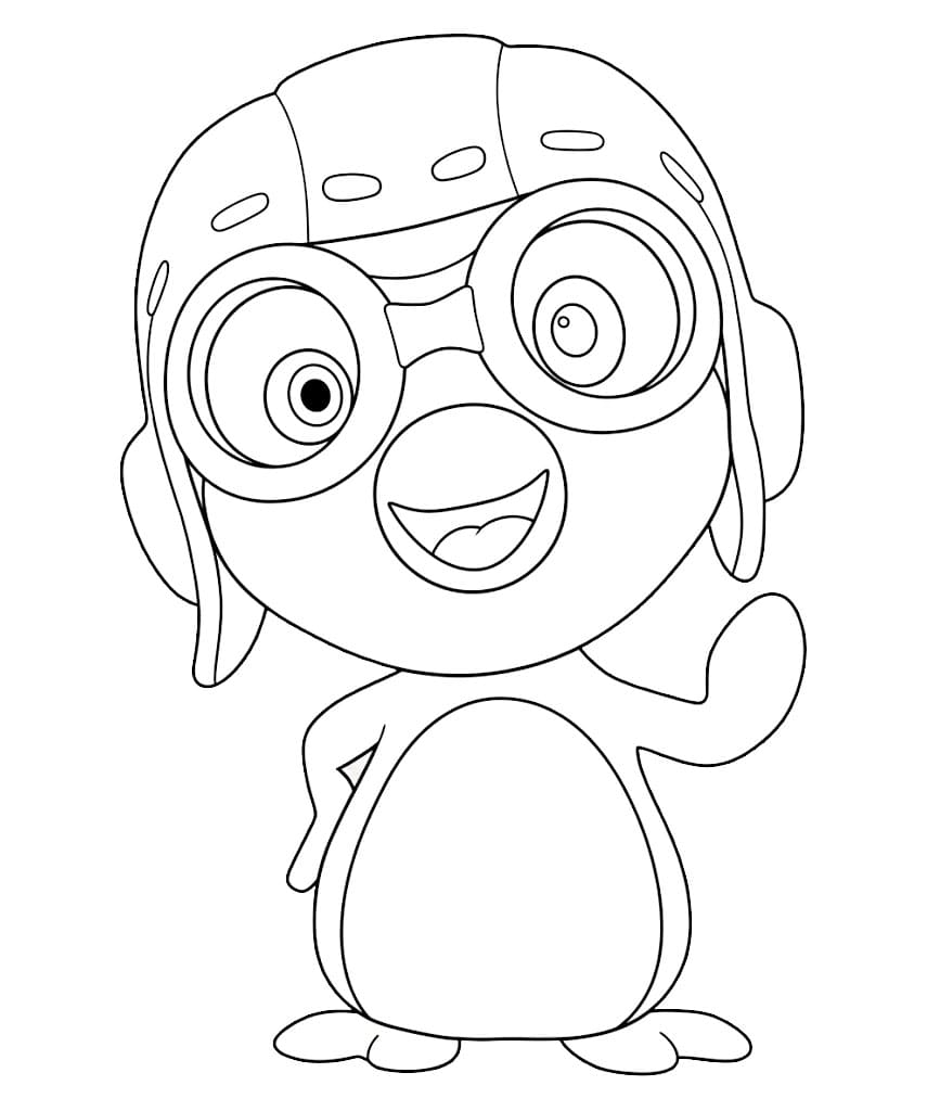 Pororo che saluta da colorare