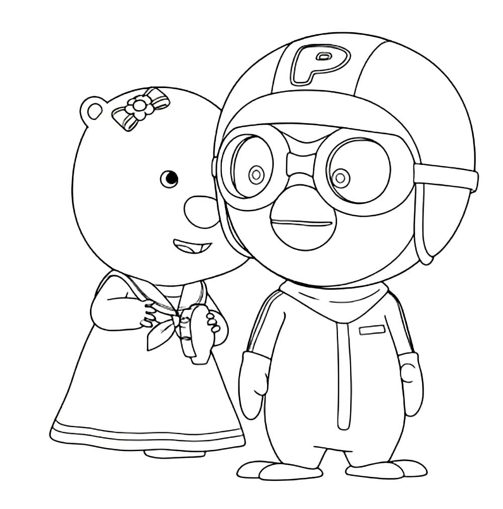 Pororo con Loopy da colorare