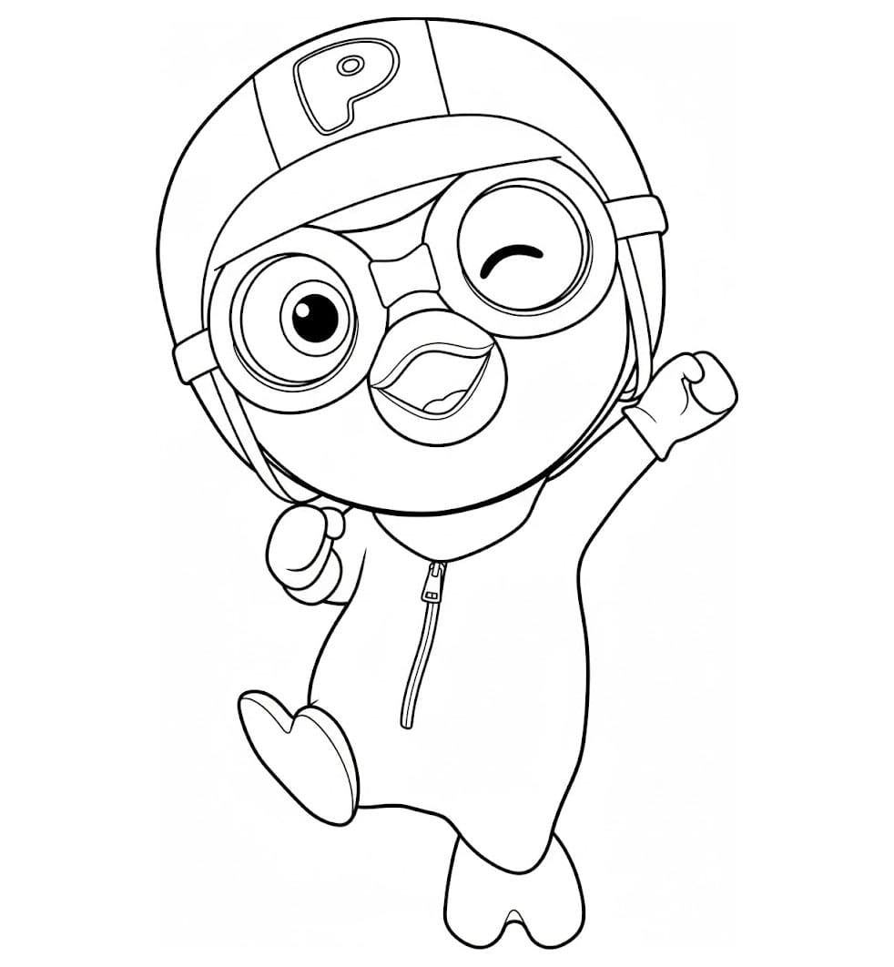 Pororo eccitato da colorare