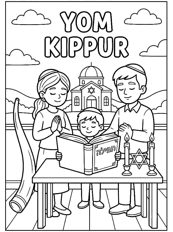 Preghiera in famiglia per Yom Kippur da colorare