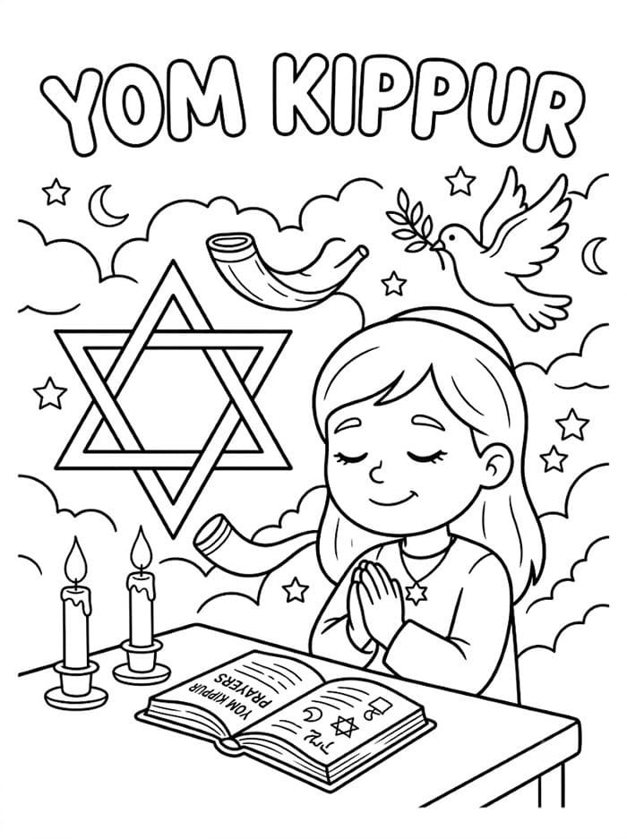 Preghiera pacifica per Yom Kippur da colorare