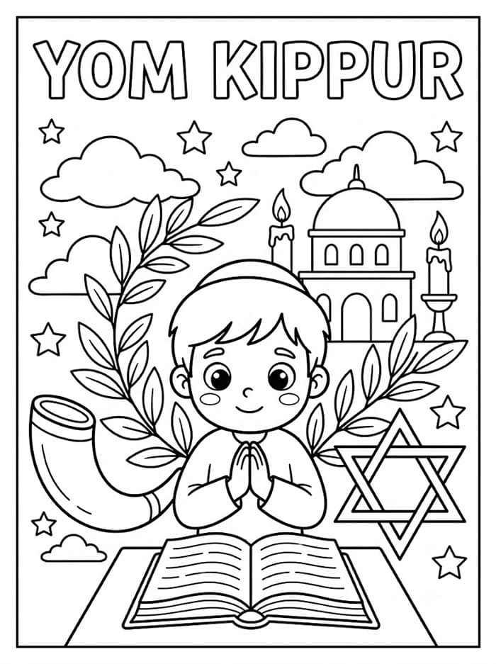 Preghiera per Yom Kippur da colorare