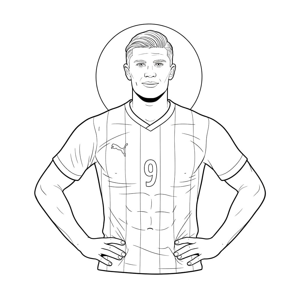 Primo piano della maglia di Erling Haaland da colorare