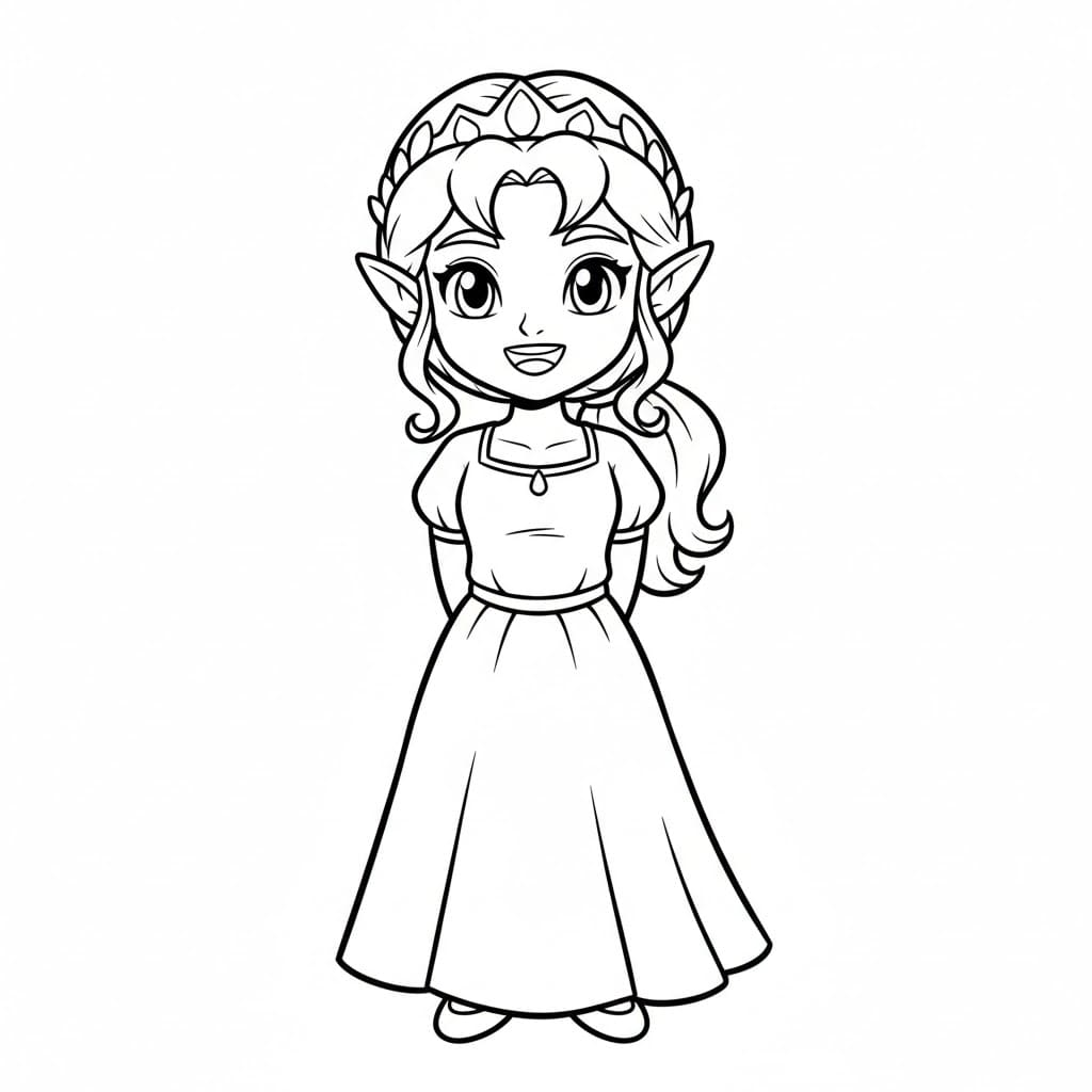 Principessa Zelda Carina da colorare