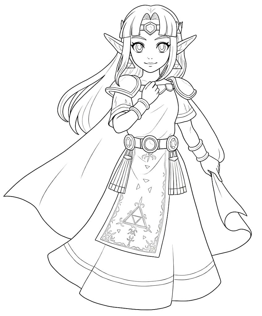 Principessa Zelda sorridente da colorare
