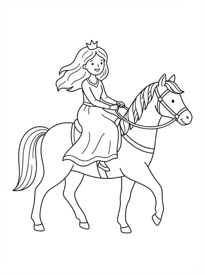 Principessa a cavallo da colorare