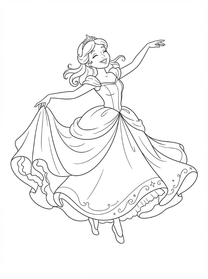 Principessa che balla da colorare