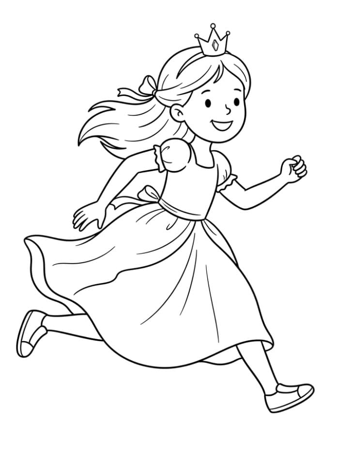 Principessa che corre da colorare