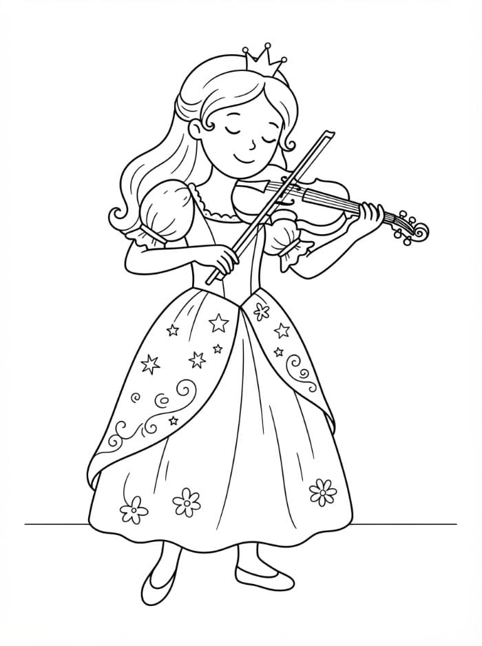 Principessa che suona il violino da colorare