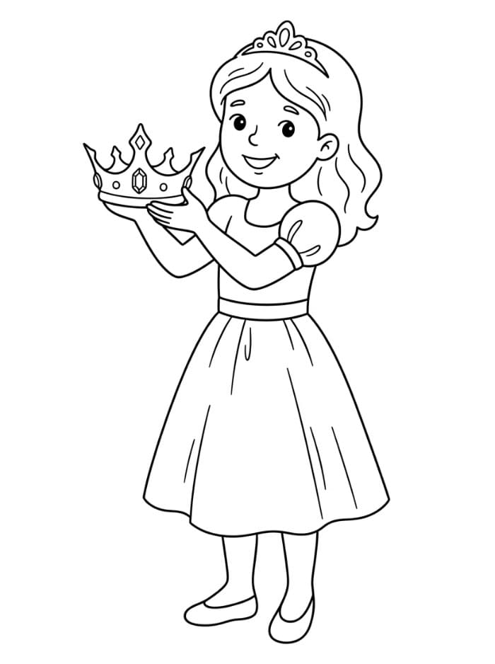 Principessa e corona da colorare