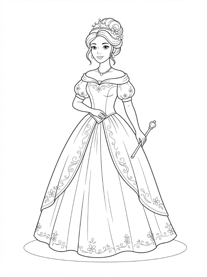 Principessa in posa elegante da colorare
