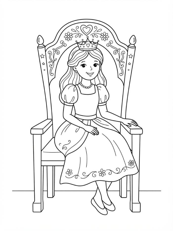 Principessa seduta da colorare