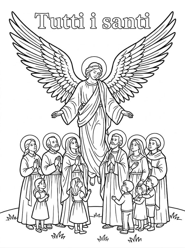 Protezione angelica per Tutti i santi da colorare