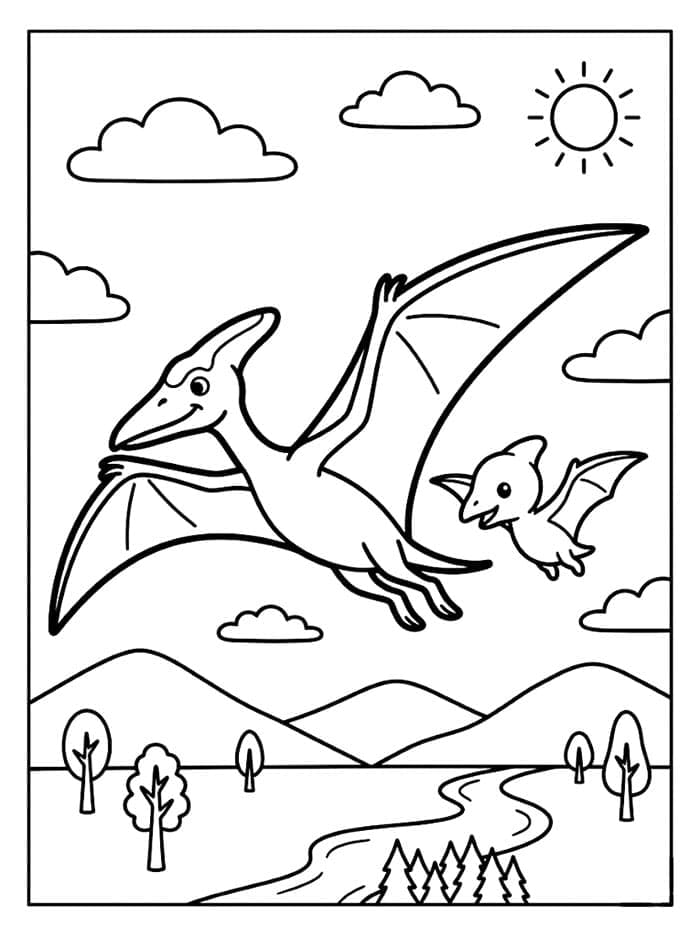 Pterodattilo con il pesce da colorare