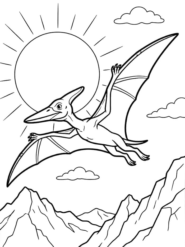 Pterodattilo e vulcano da colorare