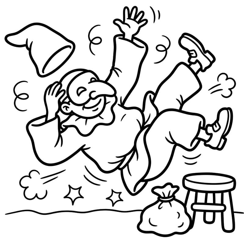 Pulcinella caduta divertente da colorare