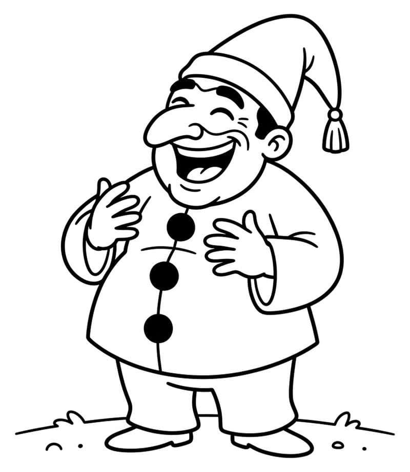 Pulcinella che ride a crepapelle da colorare