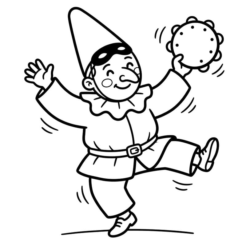 Pulcinella danzante da colorare