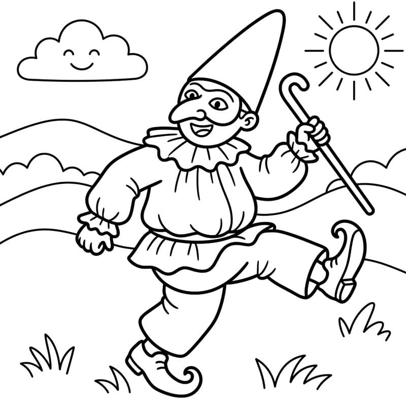 Pulcinella grande passeggiata da colorare