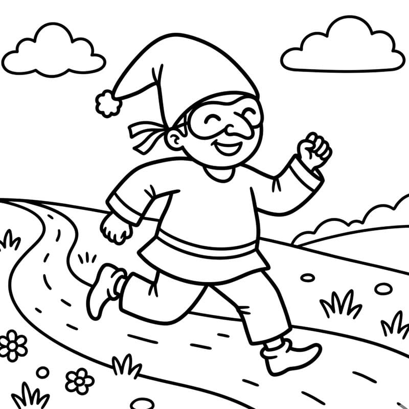 Pulcinella in corsa da colorare