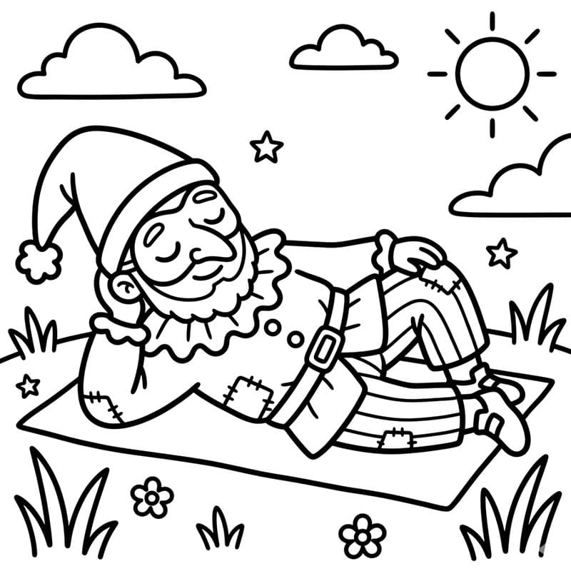 Pulcinella sdraiata da colorare