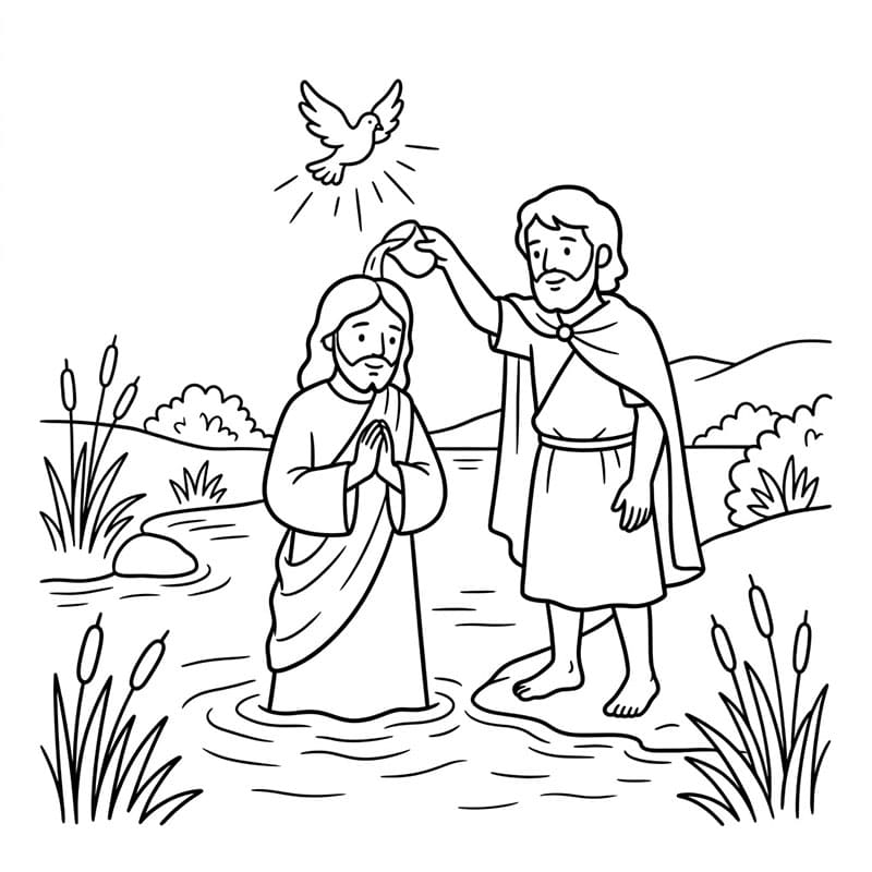 Puro Battesimo nel Fiume da colorare
