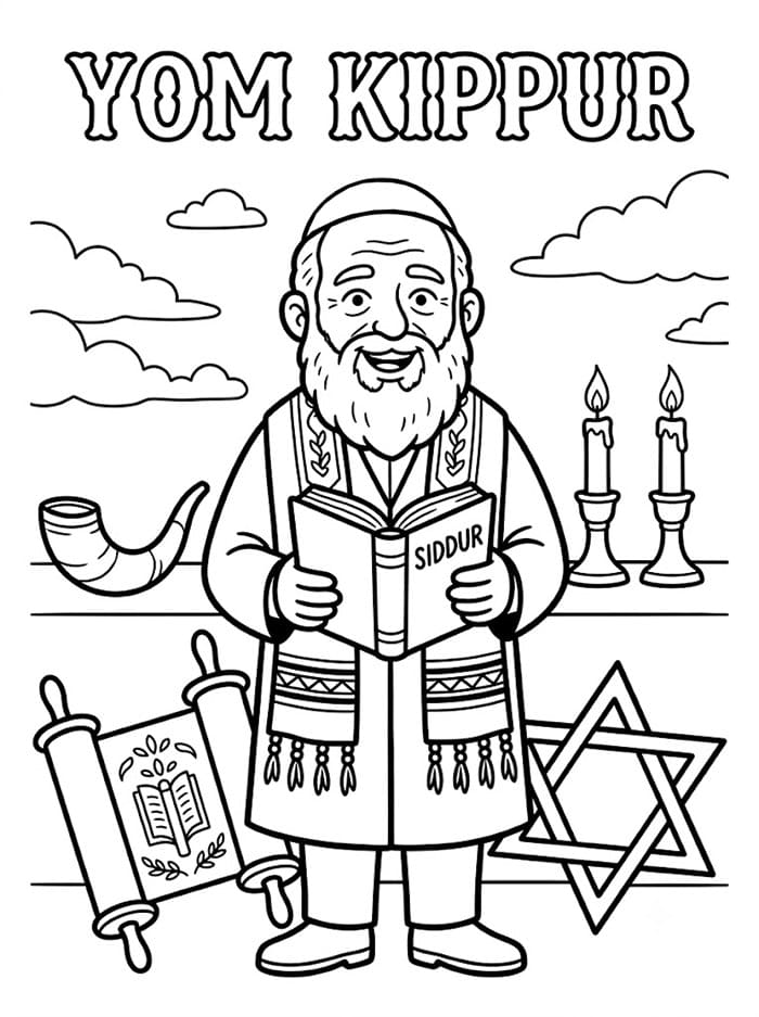 Rabi per Yom Kippur da colorare