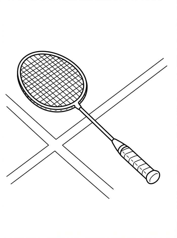 Racchetta da badminton appoggiata da colorare